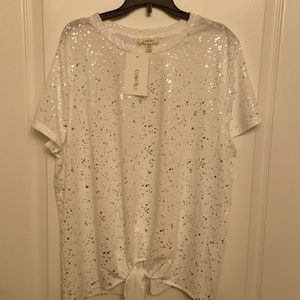 Comp Blu white and silver specks bottom tie T-shirt